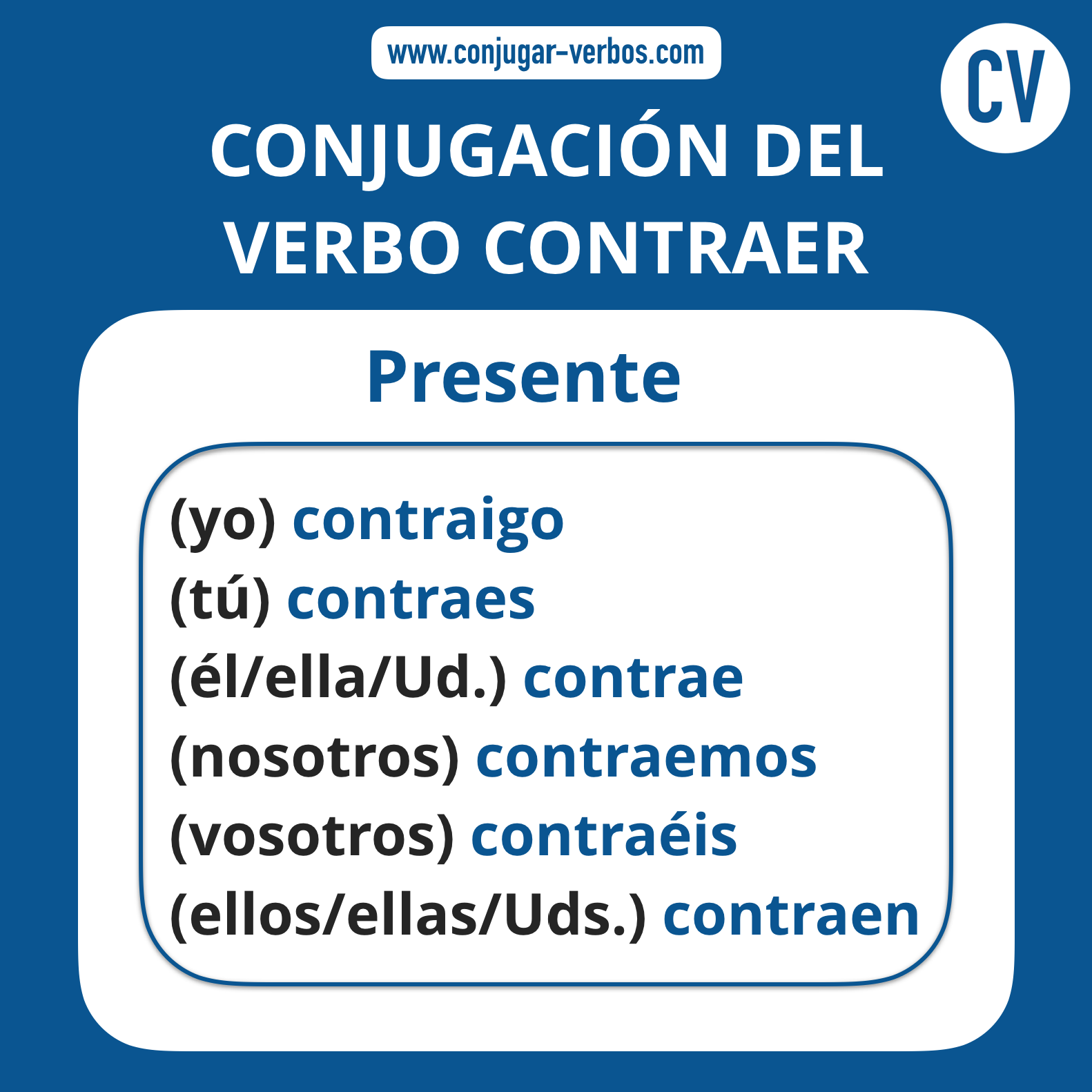 Conjugacion del verbo contraer | Conjugacion contraer