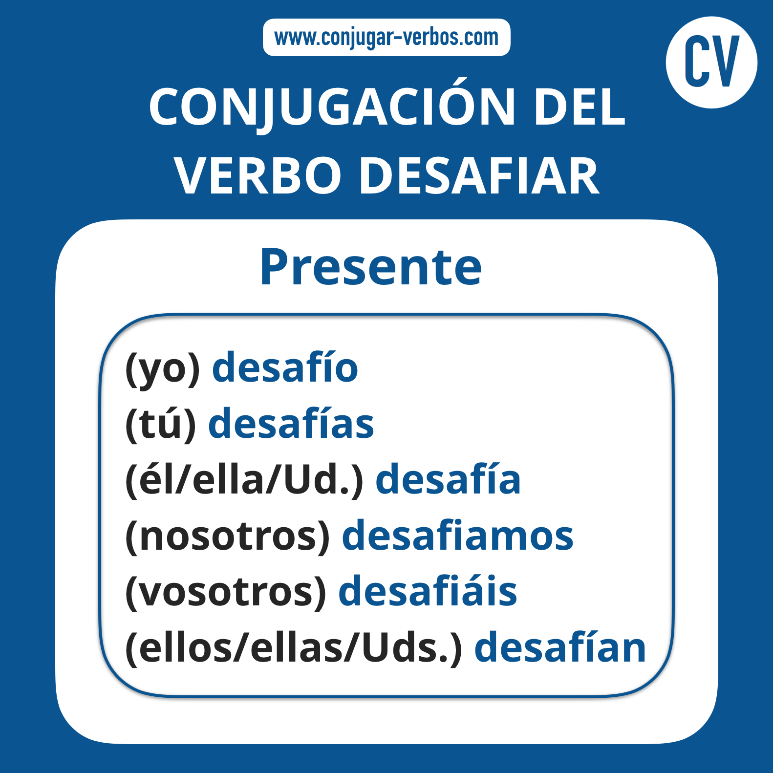 Conjugacion del verbo desafiar | Conjugacion desafiar
