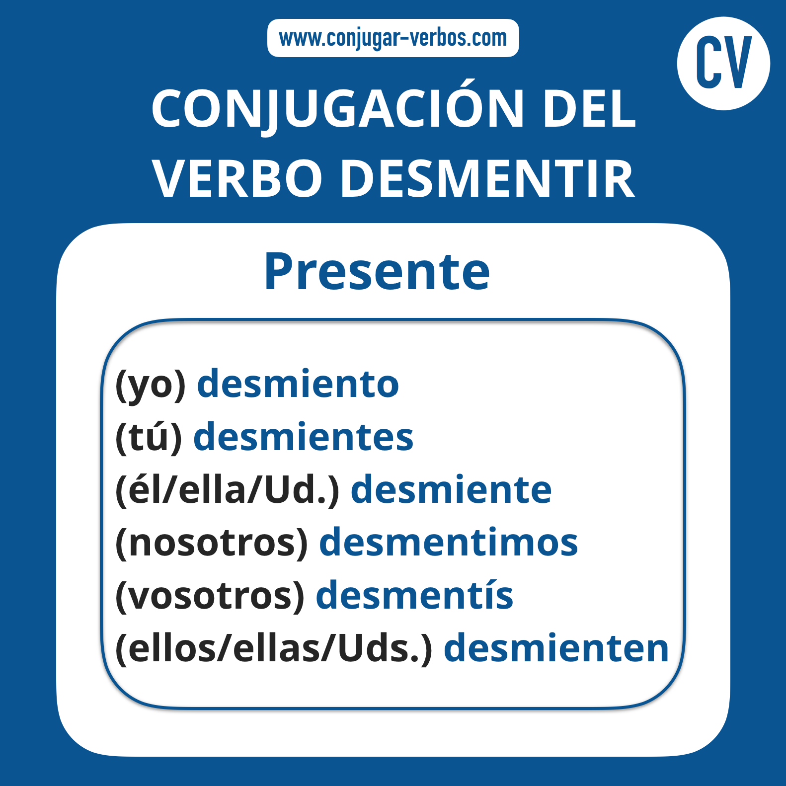 Conjugacion del verbo desmentir | Conjugacion desmentir