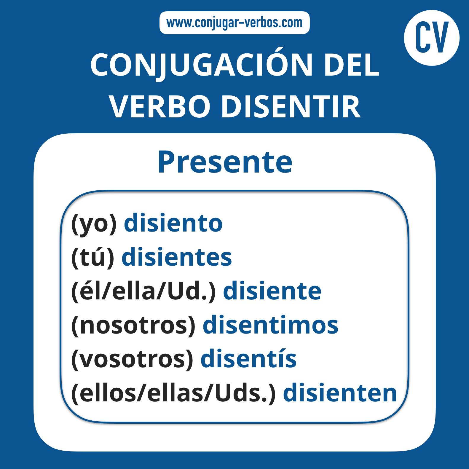 Conjugacion del verbo disentir | Conjugacion disentir
