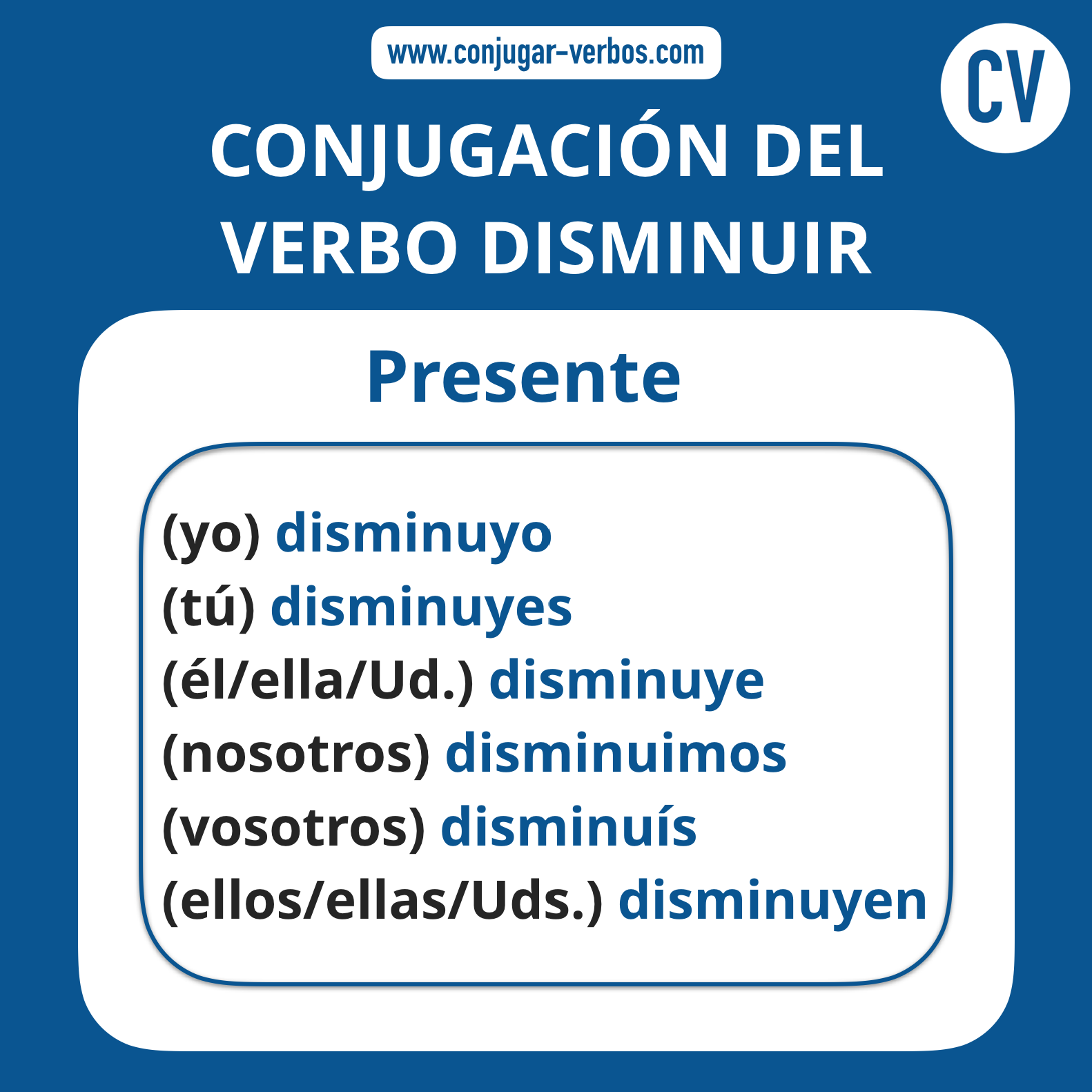 Conjugacion del verbo disminuir | Conjugacion disminuir