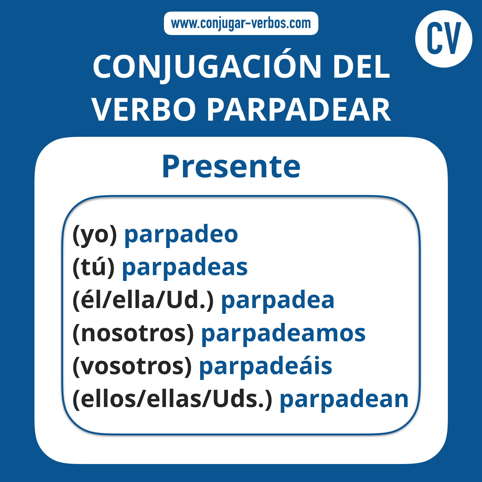 Conjugacion del verbo parpadear | Conjugacion parpadear