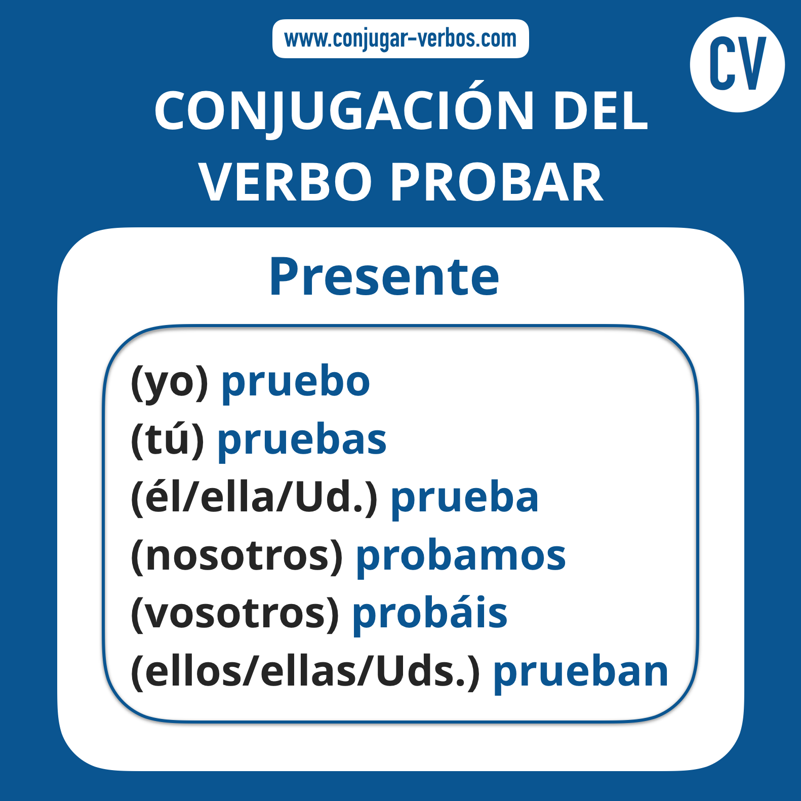 Conjugacion del verbo probar | Conjugacion probar