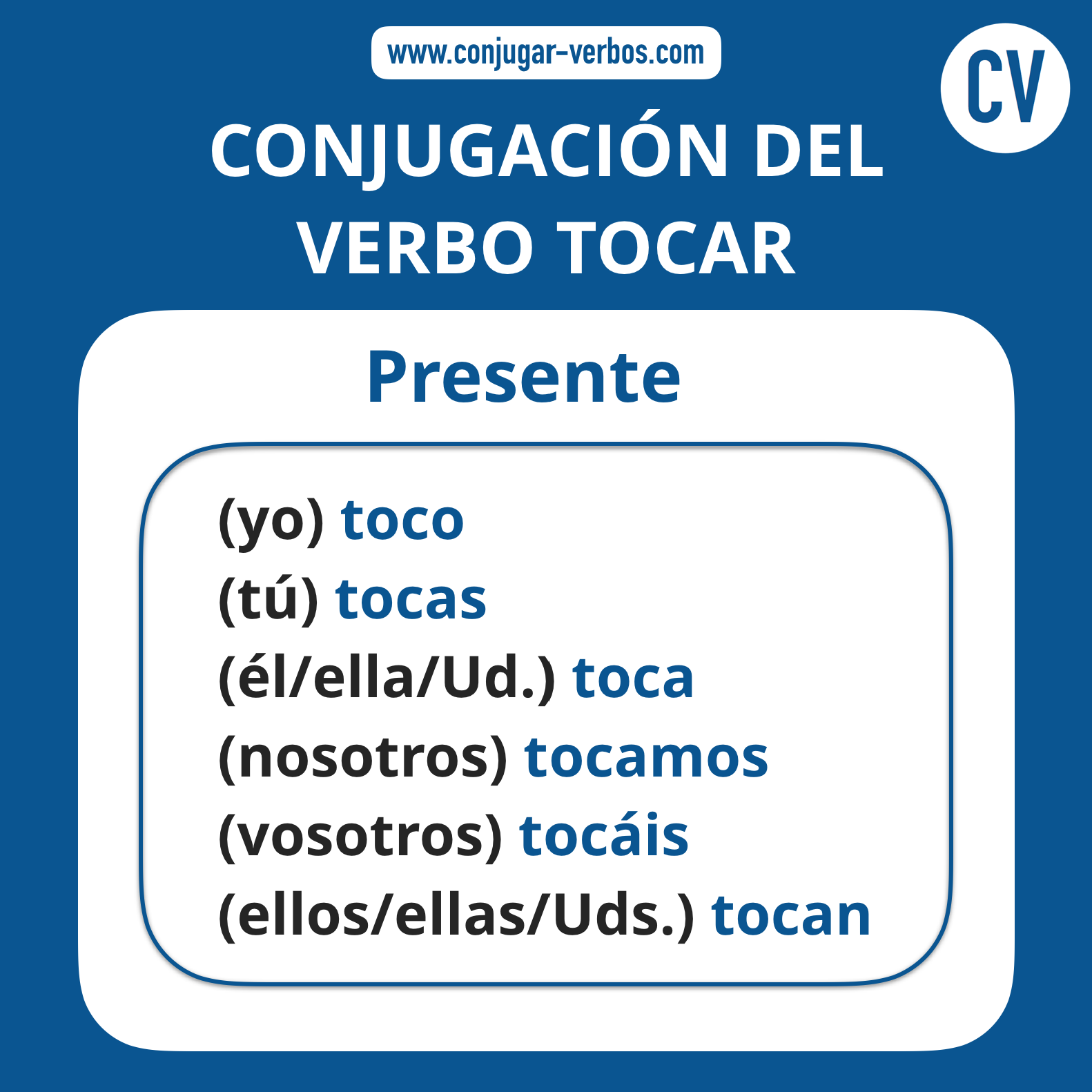 Conjugacion del verbo tocar | Conjugacion tocar