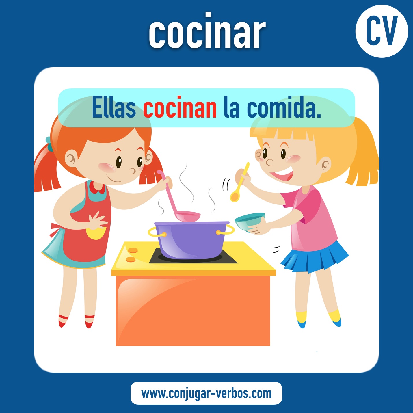 verbo cocinar | cocinar | imagen del verbo cocinar | conjugacion del verbo cocinar