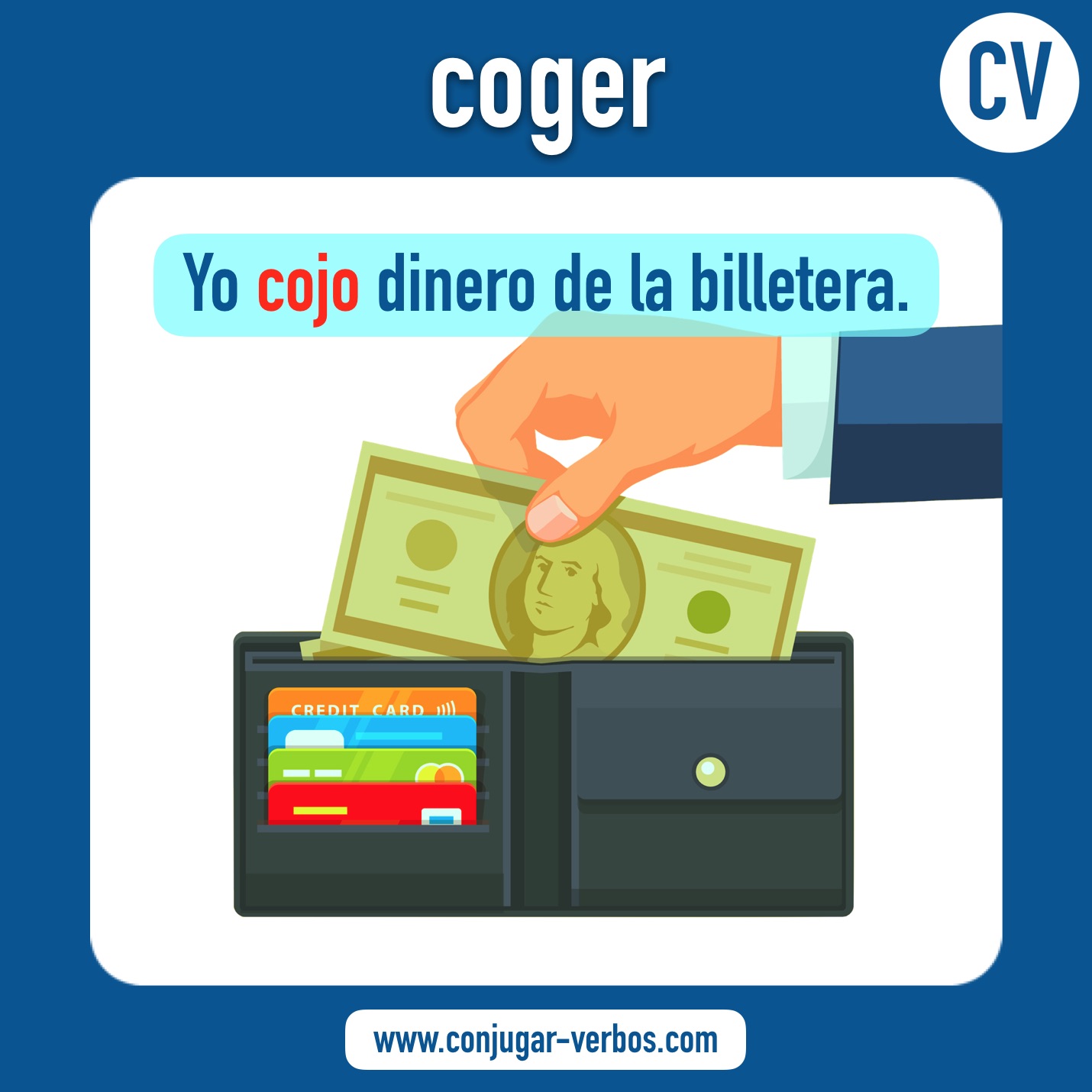 verbo coger | coger | imagen del verbo coger | conjugacion del verbo coger