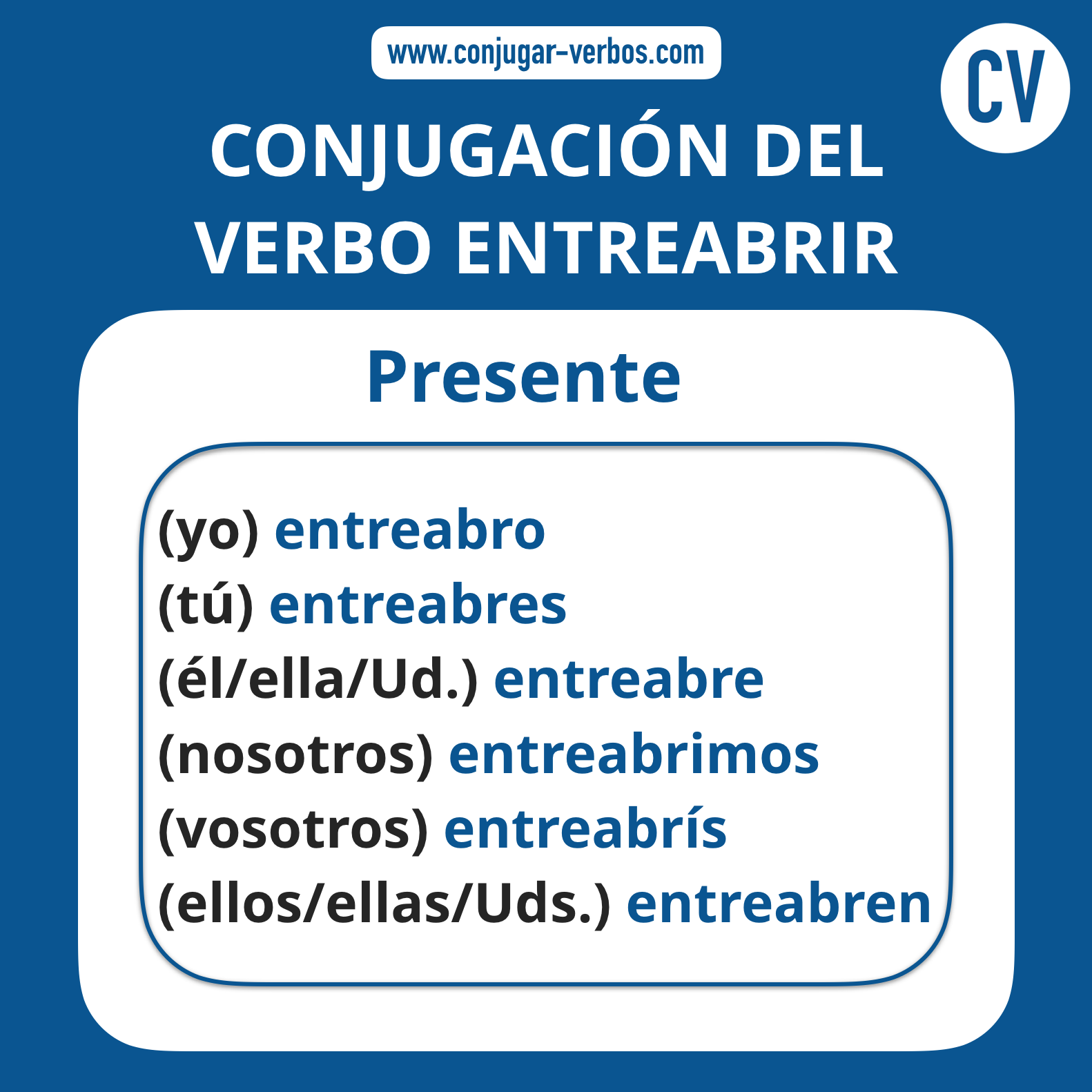 Conjugacion del verbo entreabrir | Conjugacion entreabrir