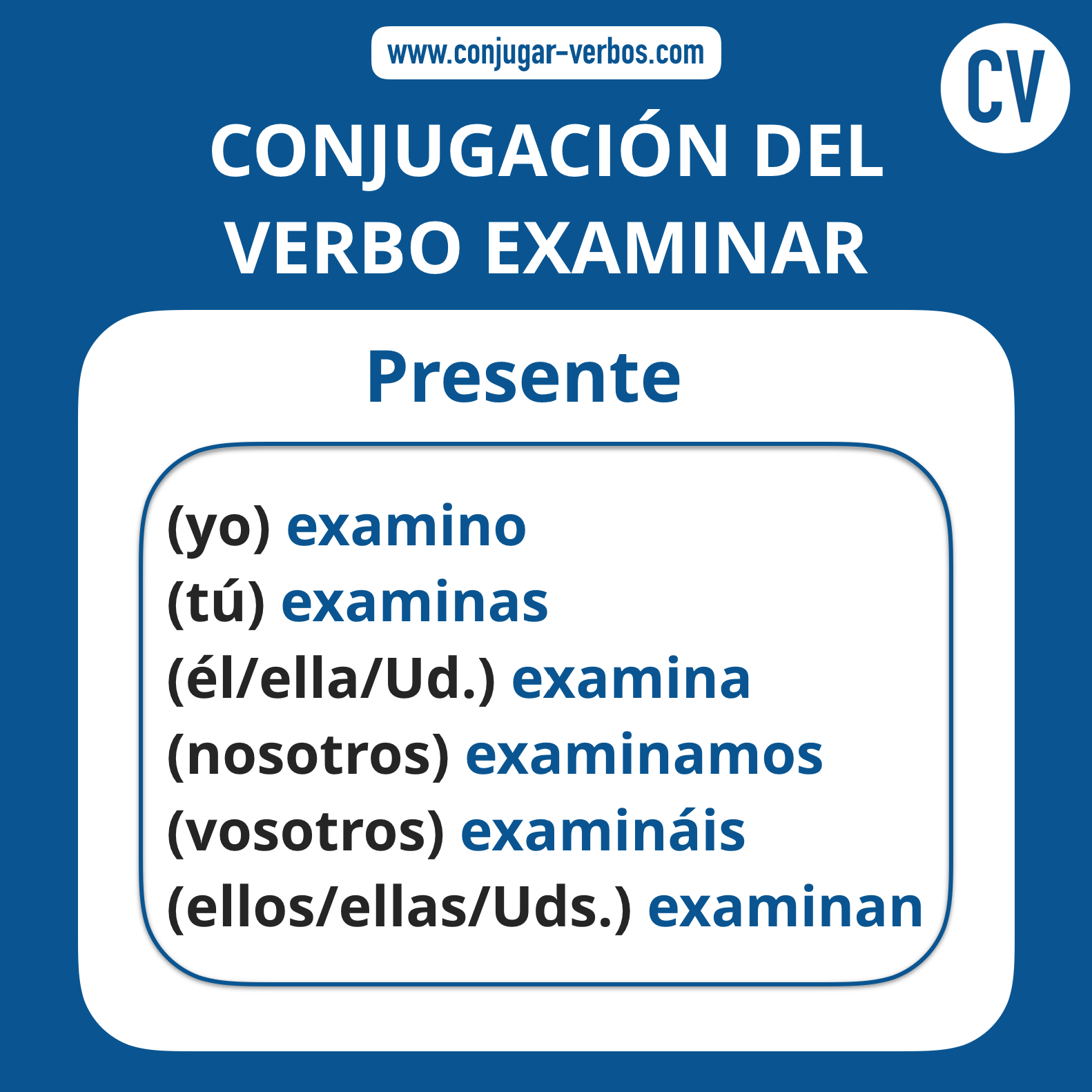 Conjugacion del verbo examinar | Conjugacion examinar
