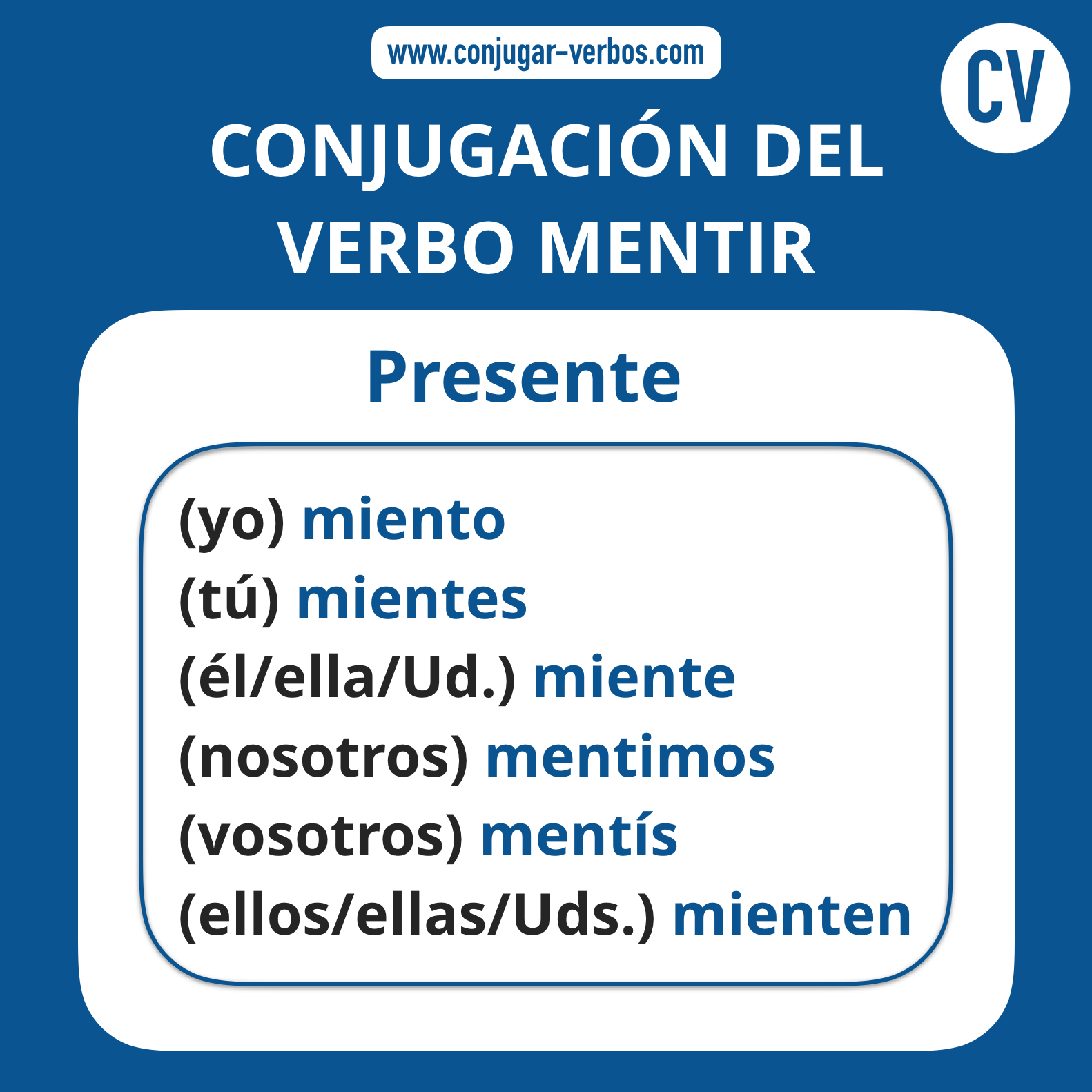 Conjugacion del verbo mentir | Conjugacion mentir