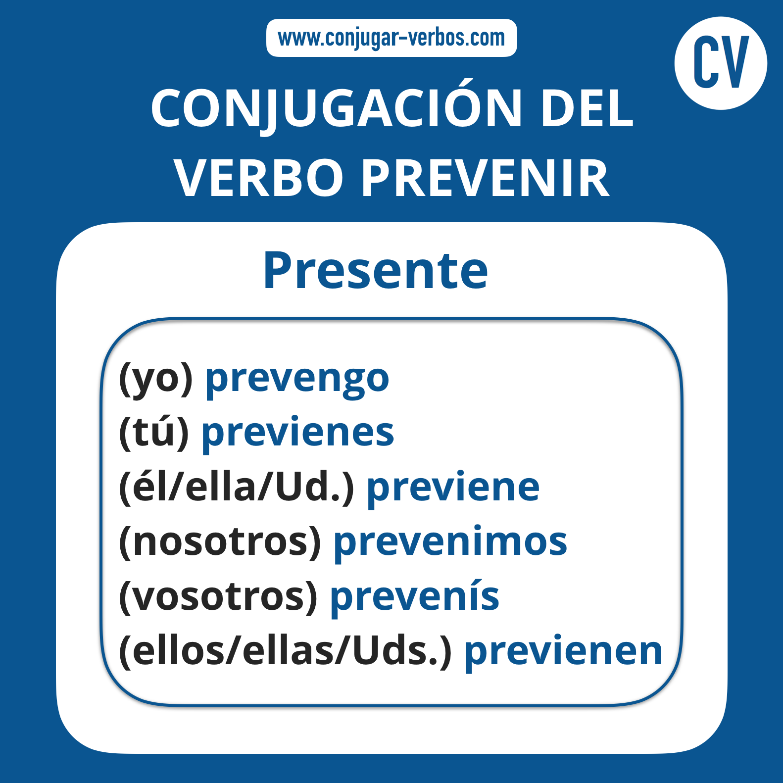 Conjugacion del verbo prevenir | Conjugacion prevenir